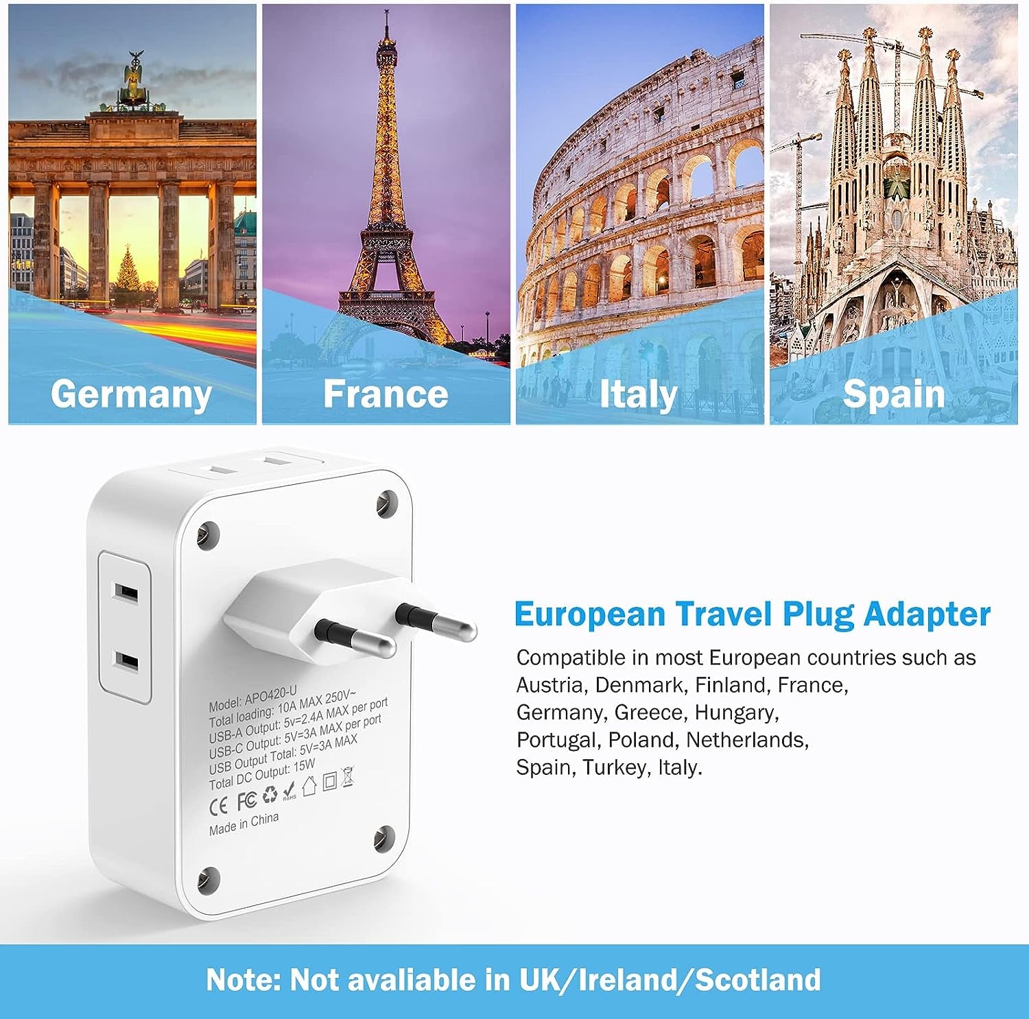 Adaptador De Enchufe De Viaje Europeo Adaptador De Enchufe Internacional Con 3